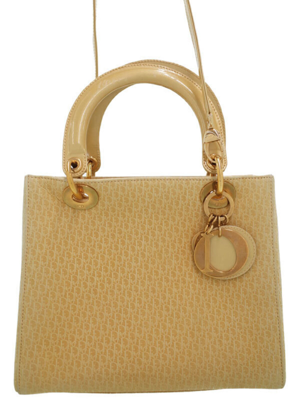Christian Dior Diorissimo Lady Dior top handle bag yellow tan suede